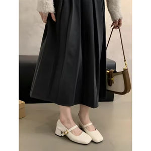 Nouvelles sandales à talons aiguilles en cuir de vachette noir à bout pointu et résistantes à l'eau pour femmes, style 2026 - Product Image 1