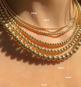 18K Gold Plated Stainless Steel Beaded Necklace Vintage Waterproof Layering Stack <b>Christmas</b> Small <b>Gift</b> Mom <b>Sister</b> - Product Image 6