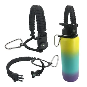 Wide Mouth Bottles Paracord Handle Durable Carrier Strap Cord With Safety Ring Water Bottle Handle Strap