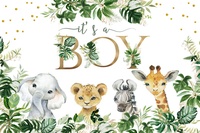 Kartun pesta ulang tahun foto latar belakang hutan hewan seri Baby Shower spanduk anak-anak latar belakang fotografi