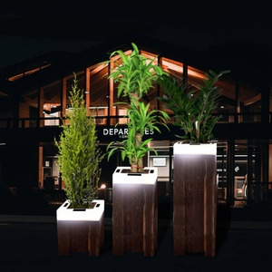 IP65 grand jardin extérieur LED pot de fleur solaire rougeoyant support en <span class=keywords><strong>bois</strong></span> Pe pot de plante en plastique pour une utilisation en extérieur pour les fleurs artificielles - Product Image 3