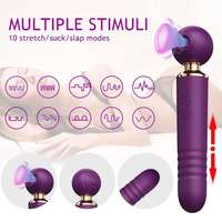Vibrateur féminin 3-en-1, sextoy pour femme, 10 fréquences, stimulation clitoridienne par succion, massage télescopique, double masseur vibrant