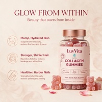 Gummies au collagène sans sucre LuvVita avec peptides hydrolysés pour la santé des cheveux, de la peau et des ongles, faciles à mâcher, 60 unités, complément alimentaire