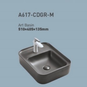 Lavabo de Cerámica Verde Oscuro Estilo Nórdico, Sin Orificios, 510x405x135mm - Product Image 1
