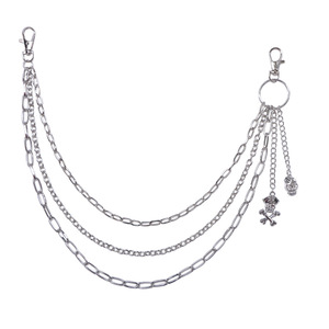 Cadena de cintura Hip Hop Yueli, colgante de calavera de metal multicapa, cadena corporal de aleación de zinc, moda para uso diario - Product Image 5