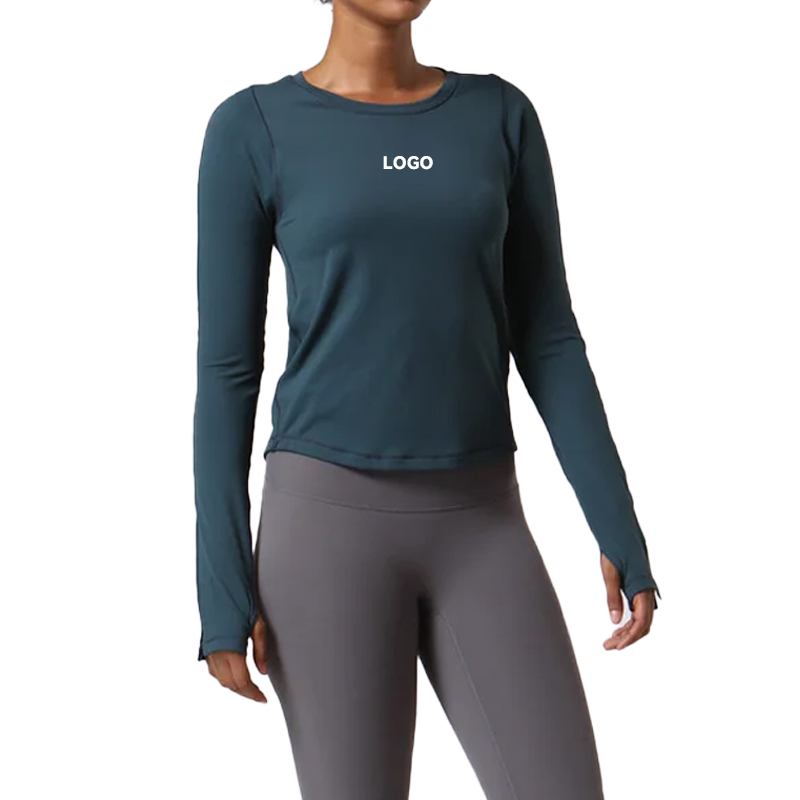 2025 Women's Light Weight Fitness Compression Top Long Sleeve Athletic Yoga Tops with Breathable Double Pleat Design