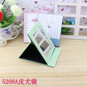 5208A Leather <b>Compact</b> <b>Mirror</b> Folding Makeup <b>Mirror</b> Personal Gift Mixed Color Random Pattern - Product Image 1