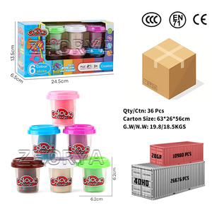 Zhorya 6 Colors Modeling <b>Dough</b> Set Non-Toxic Soft Clay Kids DIY Craft Educational Toy Shape <b>Cutter</b> Molds Kit - Product Image 6