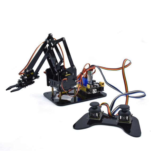 4 Axis Mini Desktop Robot Arm Kit with Joystick Memory for Arduino Robotics Starter Kit for Beginners