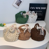 Sac à bandoulière multi-usage en résille ajourée, style vintage, durable, pour femme, nouveau design 2026, idéal pour la plage, les vacances, les sandales, décontracté, avec fermeture éclair