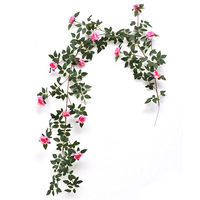 Fleurs artificielles en soie, roses et plantes vertes pour décoration intérieure, enroulement de tuyaux de climatiseur, arche de mariage