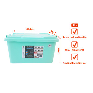 Multi Color 35L <b>Lockable</b> Eco-Friendly Stackable Lightweight Modern <b>Storage</b> <b>Box</b> BPA Free Plastic Organizer Bin Handles Home - Product Image 5