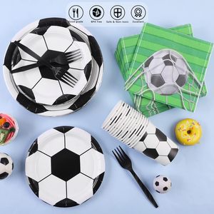 Assiettes et serviettes en papier de football, ensemble de vaisselle, fête d'anniversaire, vaisselle de fête, fournitures de fête de football, assiettes en papier de football - Product Image 3