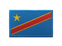 Ventes chaudes d'usine : Écussons brodés du drapeau du Congo de haute qualité, personnalisables à coller sur sacs et casquettes