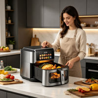 Freidora de Aire Anbolife 8L 1800W con Pantalla Táctil LED, 12 Programas Preestablecidos, Interior Metálico, Gran Capacidad, Cocina Saludable, OEM ODM