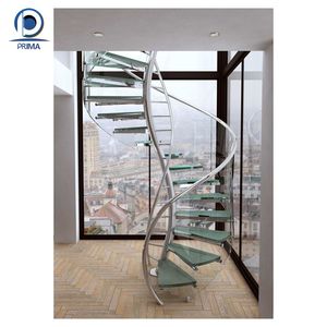 Escalier en colimaçon Prima courbé, personnalisé, avec <span class=keywords><strong>poteau</strong></span> <span class=keywords><strong>de</strong></span> rampe en <span class=keywords><strong>bois</strong></span> massif épais et poli, pour escalier en colimaçon double hauteur pour salon en immeuble <span class=keywords><strong>de</strong></span> grande hauteur - Product Image 5