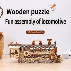 Puzzle 3D en bois Locomotive à vapeur, Nouveau jouet éducatif transfrontalier à monter soi-même pour garçons et filles, Ornement de bureau, Cadeau - Product Image 2