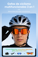 Lunettes de cyclisme IA avec caméra 1300W, lunettes de soleil intelligentes pour le cyclisme, traduction IA, enregistrement vidéo, lunettes de sport 3-en-1