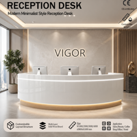 Comptoir de réception incurvé minimaliste de luxe moderne, comptoir de bar personnalisable pour salon de beauté, petite boutique de détail