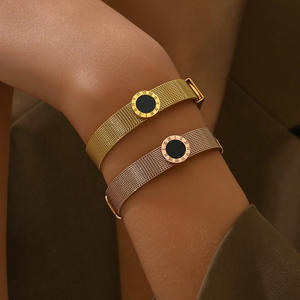 Moda donna oro placcato 18K cinturino in acciaio inossidabile regolabile Multi-colore numeri romani Charm bracciali gioielli - Product Image 4