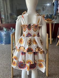 Robe d'été décontractée confortable pour filles, motif classique, blocs de couleurs <span class=keywords><strong>pastel</strong></span>, volants étagés, avec nœud papillon, pour tout-petits et enfants - Product Image 3