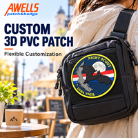 Écussons personnalisés en PVC pour vêtements, emblème en caoutchouc chauve-souris et lune tricolore française pour vêtements d'extérieur et accessoires de voyage AWELLS