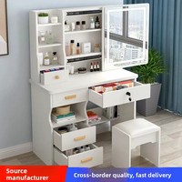 Coiffeuse moderne compacte pour la maison, meuble de rangement simple pour maquillage, miroir intégré pour chambre à coucher