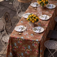 Nappe de table en tapisserie tissée à motifs floraux rétro, disponible en plusieurs couleurs pour la décoration de restaurants, de fêtes en plein air et d'événements