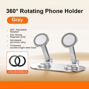 Magnetic Aluminum Alloy Dual Position 360 Rotating Adjustable Portable Foldable Desk <strong>Stand</strong> for <strong>iPhone</strong> iPad Smartphone - Product Image 3