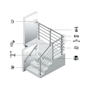 อุปกรณ์เสริมราวบันไดสแตนเลส SS304 แบบครบวงจร ที่ยึดราวบันได ที่ยึดท่อกันตก ระเบียง ที่ยึดท่อ ข้อต่อท่อปรับระดับได้สำหรับบันได - Product Image 6