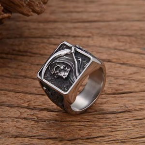 Buena calidad Punk Hip Hop Halloween esqueleto joyería Vintage Acero inoxidable calavera anillo para hombres - Product Image 3