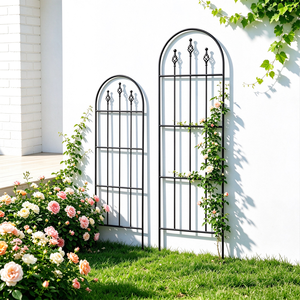 Treillis de jardin en métal arqué élégant et classique, thermolaqué, anti-rouille, 122/152,5 cm, pour patio, jardin, mariage, aménagement paysager, modélisation 3D - Product Image 1