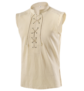 Camisa sin mangas gótica medieval de Steampunk vikingo renacentista pirata para hombre, disfraz bárbaro - Product Image 1