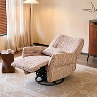 Fauteuil inclinable électrique pivotant ATUNUS 360, tissu chenille rayé, canapé lounge une place pour salon et chambre