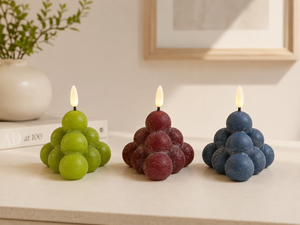 Vela LED sin llama con forma de uva burbuja, vela electrónica parpadeante con forma de cubo 3D, pirámide o columna, para decoración del hogar. - Product Image 2