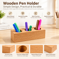 Porte-crayons en bois massif avec plusieurs trous, organisateur de bureau en bois personnalisé pour stylos, marqueurs, pinceaux, fournitures de bureau, vente en gros