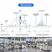 Machine d'emballage entièrement automatique OCEAN pour boîtes de lait en poudre, ligne de remplissage et de bouchage pour épices, farine brute et protéines de lactosérum en bouteille