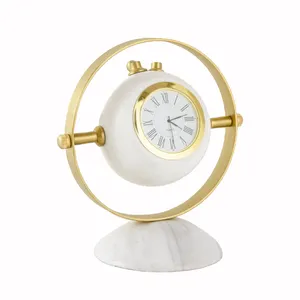 Luxe élégant métal doré artisanat anneau Art Design décor à la maison horloge de bureau