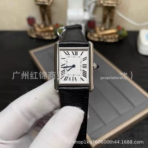 Montre pour femme et couple <span class=keywords><strong>AF1</strong></span> Factory, boîtier carré en acier inoxydable, bracelet en cuir de vache, résistante à l'eau 30M, verre saphir - Product Image 2