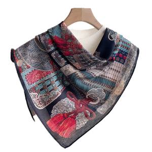 Ethnischer Stil Muslimische Damen Quadratischer Schal 70x70 Baumwolle Dünner Hochwertiger Schal Vielseitiger Kopfschal Einfaches Muster - Product Image 5