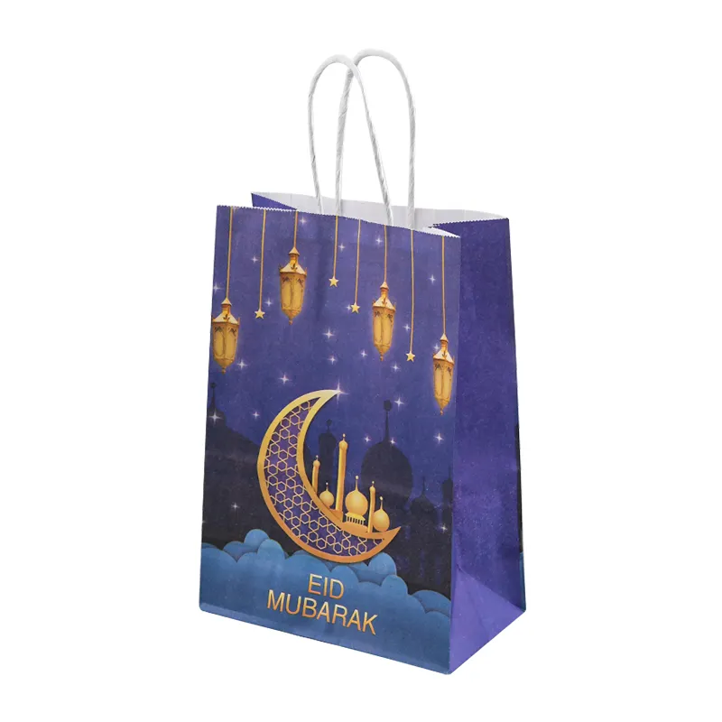 Wholesale Eid Mubarak Party Gift Kraft Paper Bag Islamic Muslim Festival Party Decoration Ramadan Goodie Bags