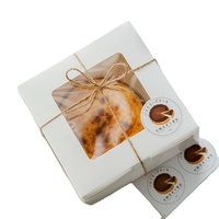 Boîte à gâteau basque élégante avec poignée, en papier kraft, revêtement UV et gaufrage, recyclable, adaptée aux aliments