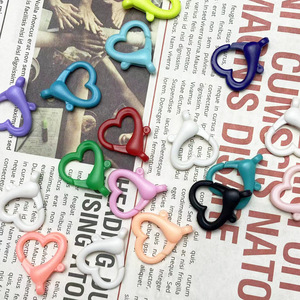 Colorful Plastic Heart Lobster Clasp 27mm Hook For Bag Accessories Sweet Style DIY Keychain Phone Strap <b>Spring</b> <b>Clip</b> - Product Image 2