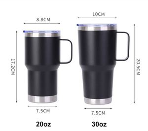 Taza de café de acero inoxidable de doble pared de 20oz/30oz, a prueba de fugas, con aislamiento al vacío, asa metálica y tapa con pajita para viaje - Product Image 4