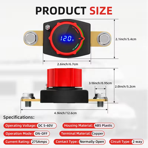 Interrupteur de coupure de batterie à borne latérale en plastique robuste 12V-48V avec voltmètre <span class=keywords><strong>LED</strong></span> pour voiture, camping-car, bateau, VTT, UTV - Product Image 4