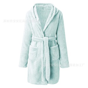 Accappatoio in Peluche con Cappuccio <span class=keywords><strong>da</strong></span> <span class=keywords><strong>Donna</strong></span> Stile Europeo-Americano, Caldo e Traspirante, con Elastico in Vita, per Autunno Inverno, Pigiama e <span class=keywords><strong>Camicia</strong></span> <span class=keywords><strong>da</strong></span> <span class=keywords><strong>Notte</strong></span> - Product Image 6