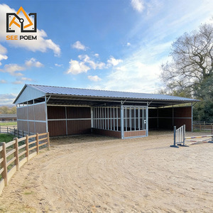 Rifugio <span class=keywords><strong>per</strong></span> <span class=keywords><strong>Cavalli</strong></span> Portatile Facile da Montare, Attrezzatura Agricola Autoportante, Box <span class=keywords><strong>per</strong></span> <span class=keywords><strong>Cavalli</strong></span> con Tetto e Recinto in Compensato - Product Image 1