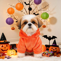 Costume de Citrouille d'Halloween pour Animaux de Compagnie, Tenue Douce en Peluche à Capuche pour Chien, Vêtements d'Halloween pour Petits Chiens pour Fêtes et Cosplay