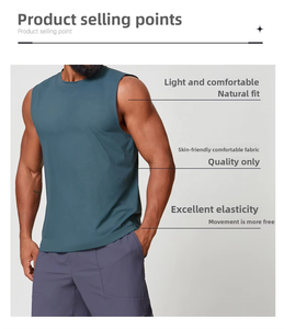 Débardeur de sport pour homme Yierlian, sans manches, pour la course à pied, la gym, la remise en forme, couleur unie, respirant, anti-transpiration, polyester et élasthanne - Product Image 4