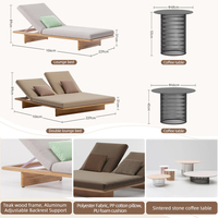 Chaise longue toutes saisons pour hôtels, plages, piscines, mobilier d'extérieur, lit de repos en bois massif avec dossier réglable, mobilier de piscine